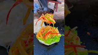 Chinese burger Stir-fried shredded potatoes on slate