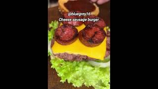 Cheese sausage burger #cooking #recipe #foodie #grill
