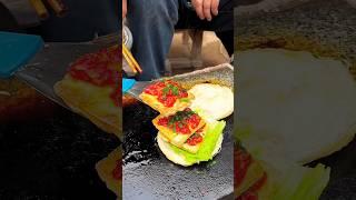 Chinese Burger Pan-fried tofu on rock slab