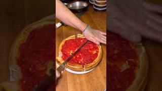REAL CHICAGO STUFFED PIZZA has 2 layers of dough. #pizza #foodchallenge #foody